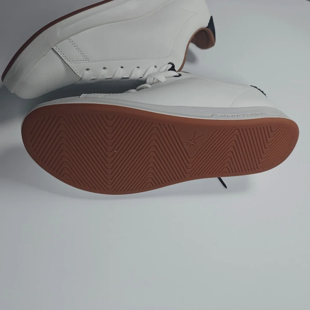 Kuru Roam Women‎ 8.5 Bright White Jet Black Leather Orthopedic Sneakers Low Top